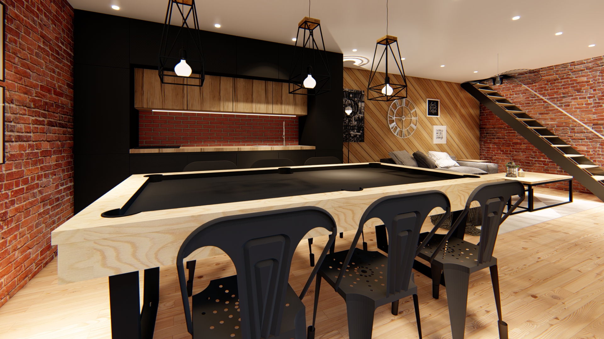 Decoration intérieur avec table de billard